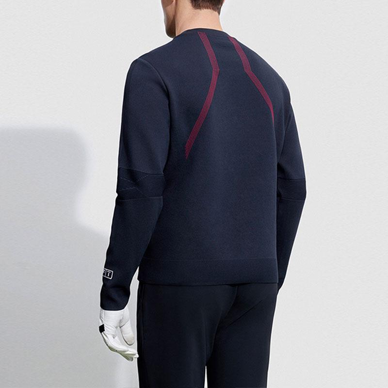 FILA Golf Series Letter Print Golf Elite Long Sleeve Knit Top Men tops Deep-Black A11M345401F-BK