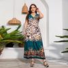 Letní dámské šaty nadměrných velikostí Dlouhé šaty s bohémským potiskem
