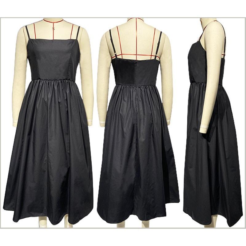 Vestido de Verão Solto com Suspensório Moda Novo Elegante Feminino Sem Mangas Decotado Linha A Vestidos de Festa Simples Cor Sólida Roupas Femininas