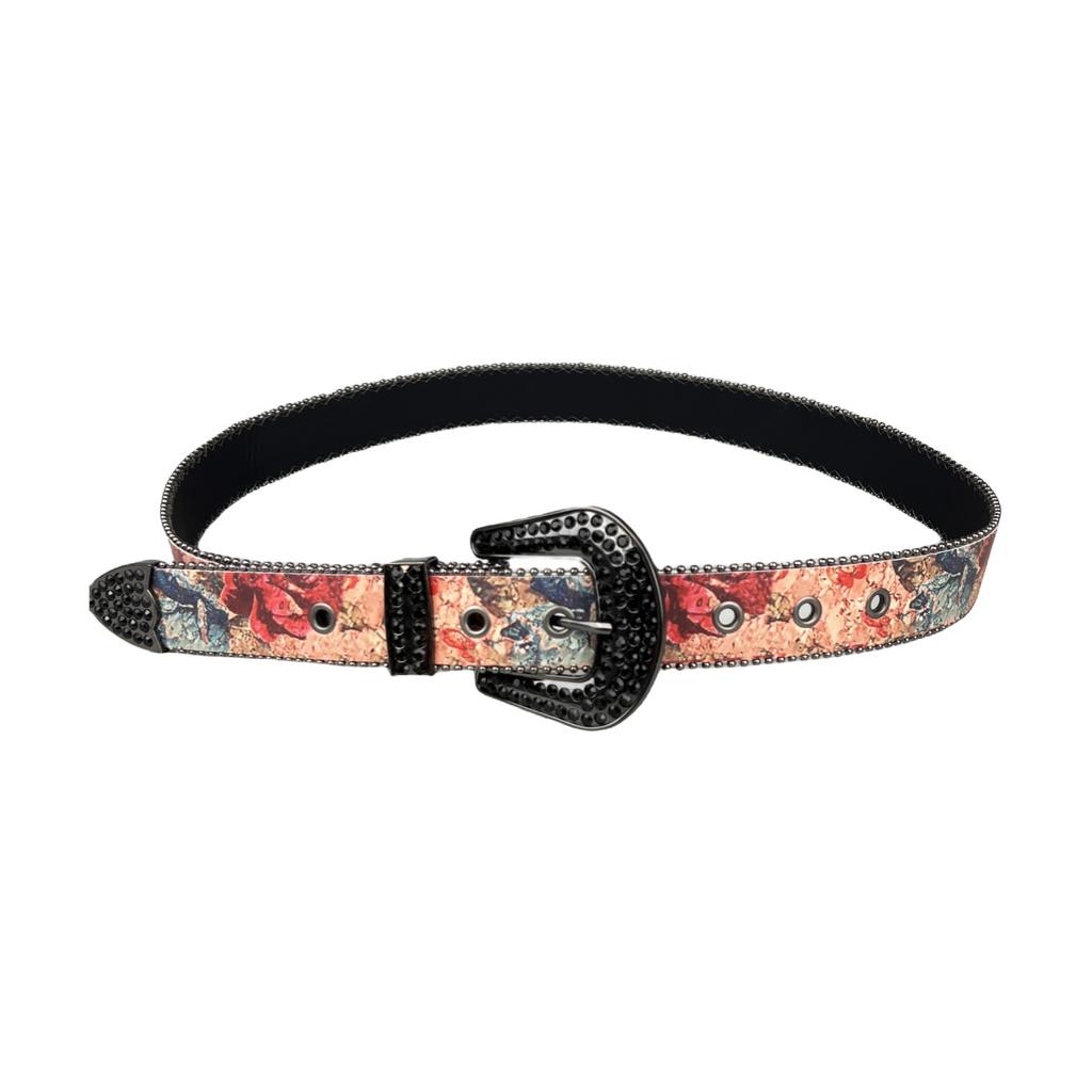 Painted Style Western Rhinestone Fashion Belt Personality Denim Men Women Jeans Belt