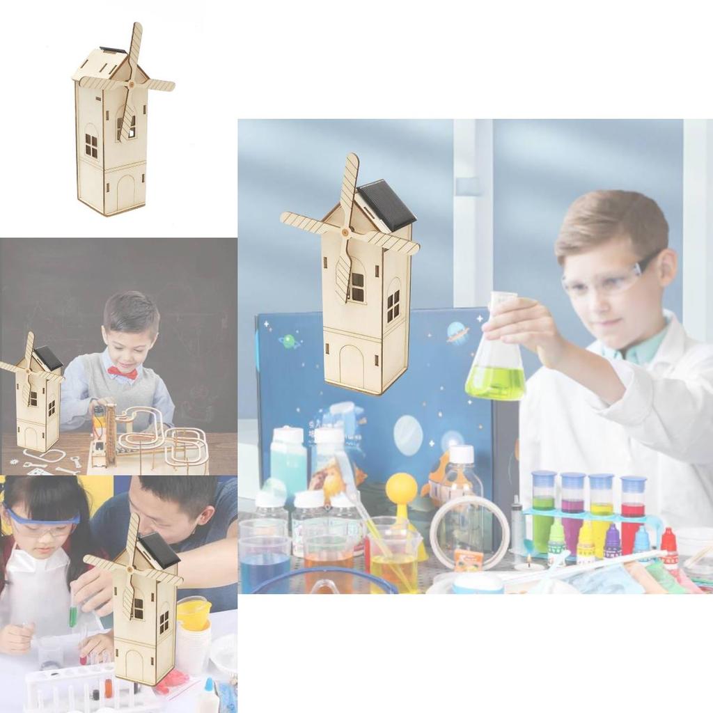 Solarbetriebene Windmühle DIY Holzhaus Bausatz für Kinder 7-14 Jahre Anpassbares Lernspielzeug