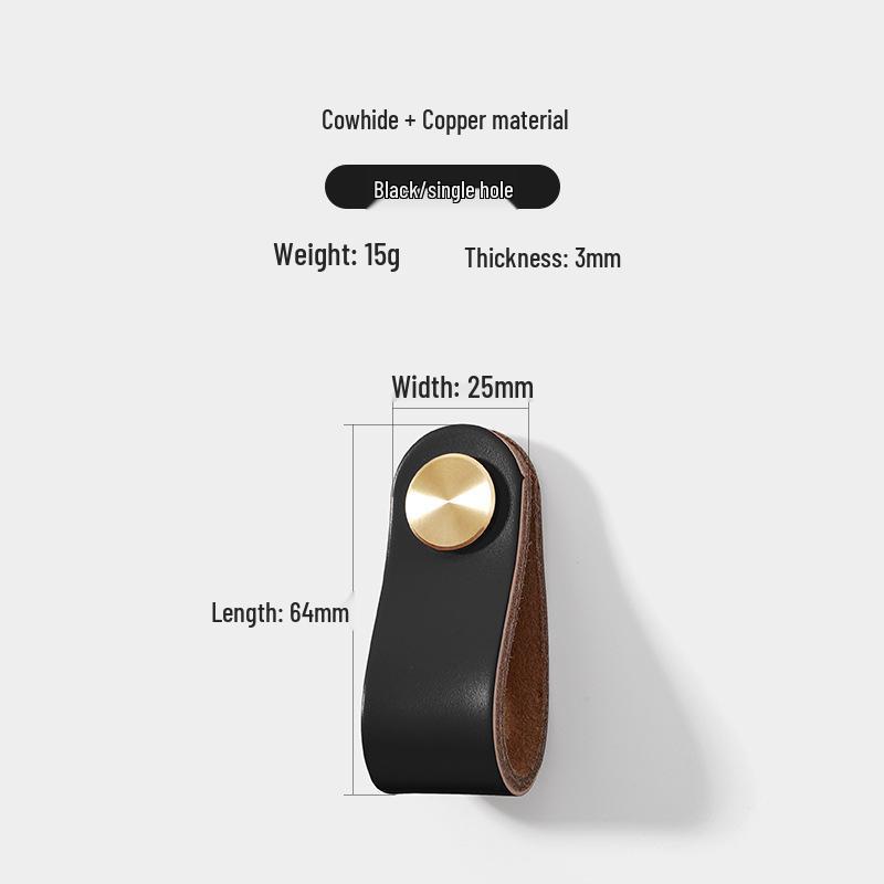 Cross-Border Brass and Leather Cabinet Pull Handle