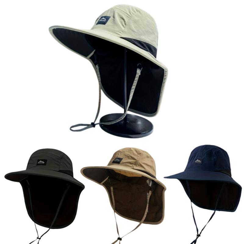 Outdoor Uv Protection Sun Hat Neck Flap Wide Brim Waterproof Breathable Bucket Hat Fishing Camping Safari Travel Men Women