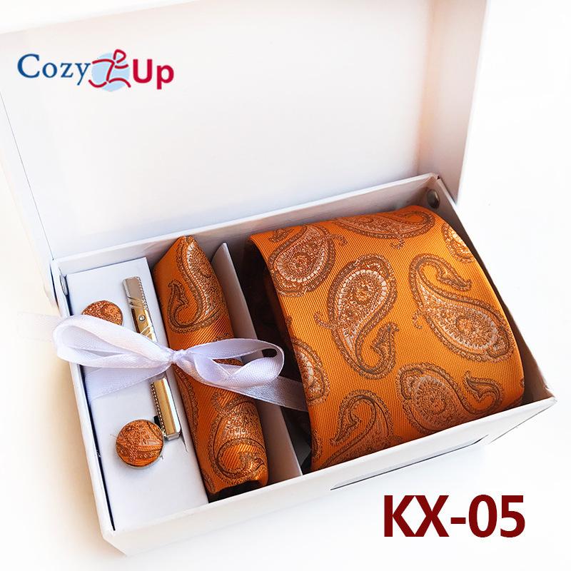

Комплект Cosy Up из 6 предметов, мужские галстуки с узором пейсли, включая галстук, квадратный шарф, манжеты, зажим для галстука, подарочная коробка