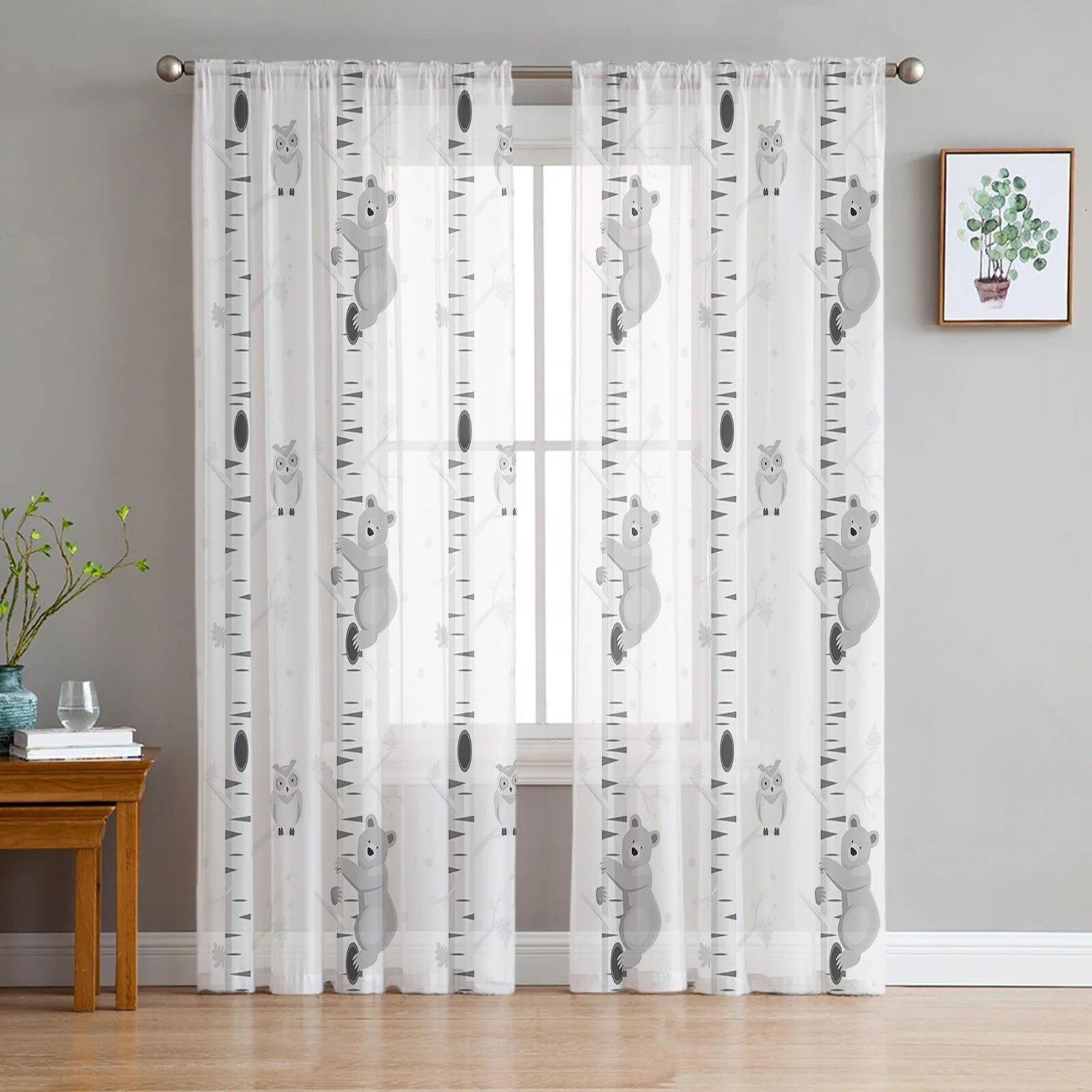 

Тюлевые шторы со звездами, облаками и медведями для гостиной, спальни, вуаль, прозрачная занавеска, оконный домашний декор, шторы 135W x 114H(cm)