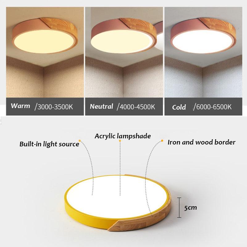 Massivt Tre Macaron Serien Taklampe Husholdnings LED Lysekrone Trefarget Dimmbar Romdekorasjon Nattbordslampe Fargerik Lanterne