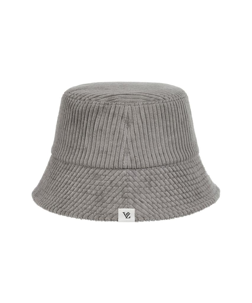 Bajal Wide Corduroy Label Bucket Hat Grey