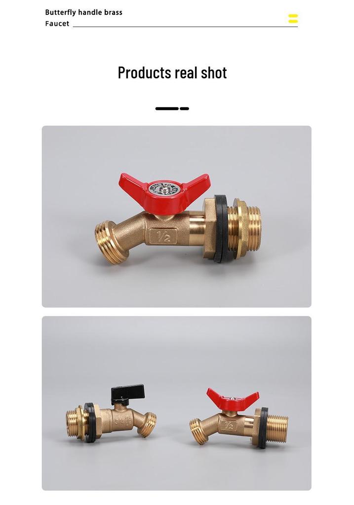 Cross-Border Brass Ball Valve with Bulkhead Fitting & G Thread Rain Barrel Faucet Set