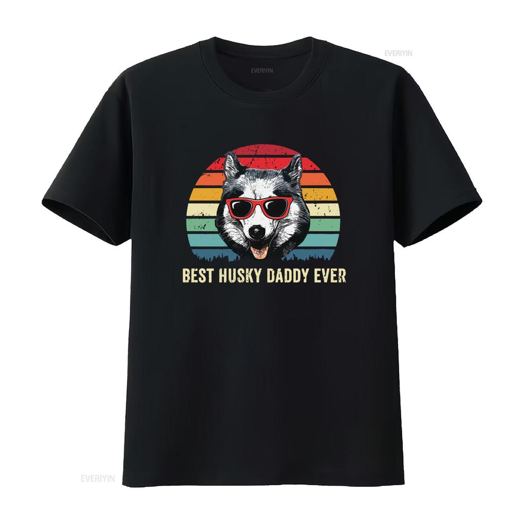 Best Husky Daddy Ever Retro Style T Shirt Siberian Print for Dog Lovers Perfect from Son Daughter vintage Washed Stretched