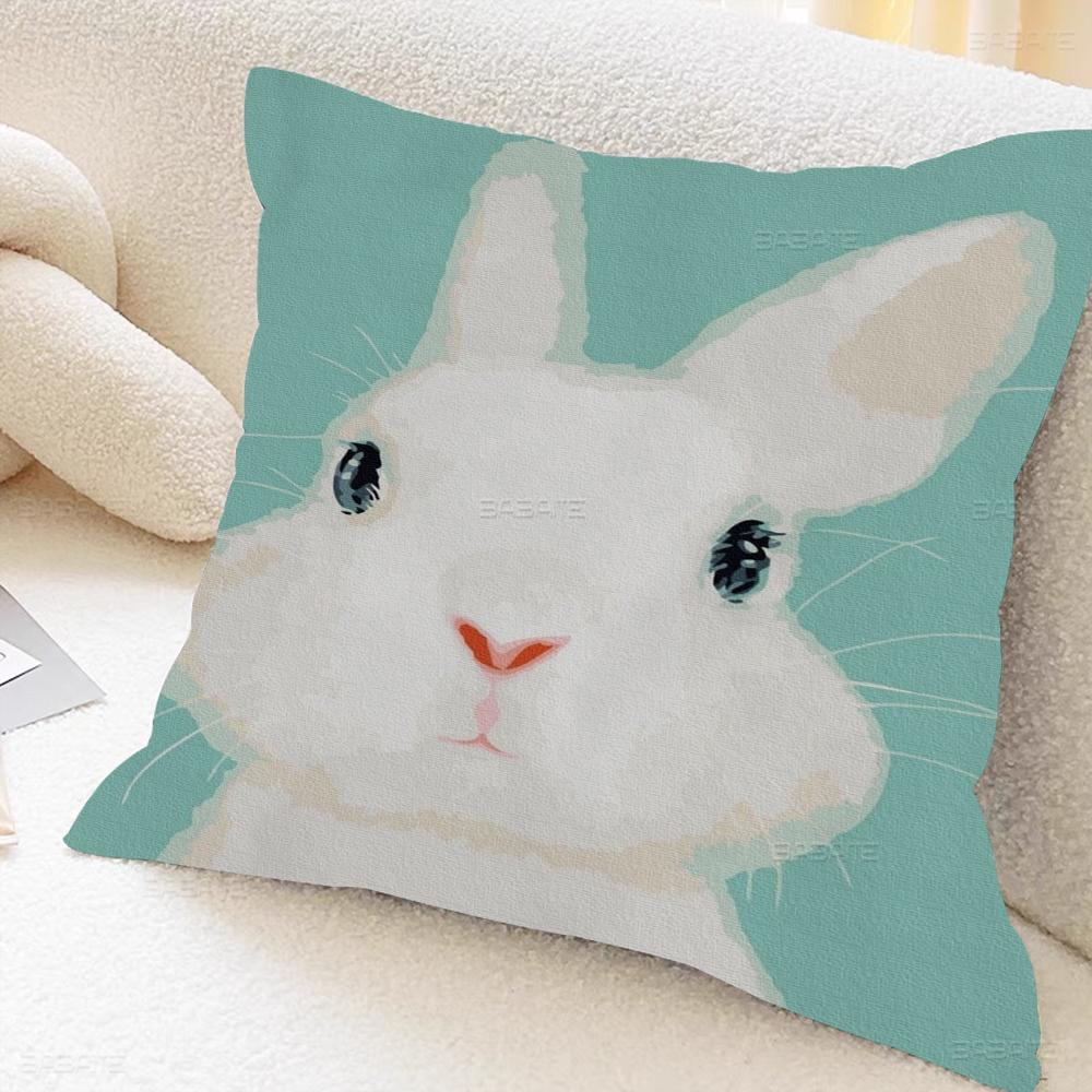 Kanin konstkudde present hemmakontor dekoration sovrum soffa bil kuddfodral fodral 45x45