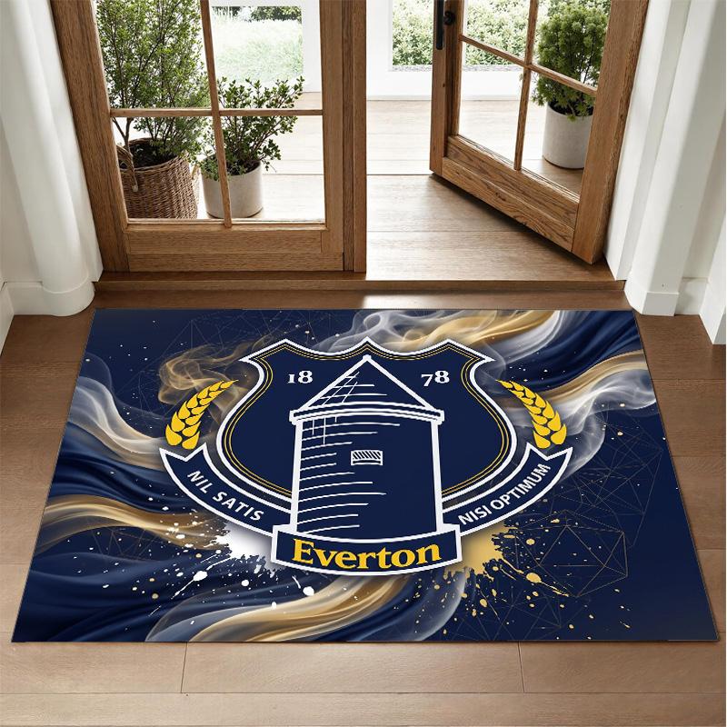 Everton Football Design Crystal Velvet Rug Soft Decorative Mat for Bedroom Entrance