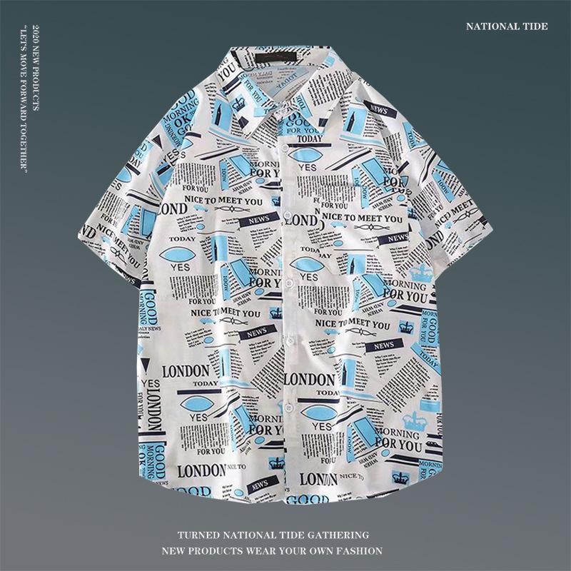 Japanese Hong Kong-Style Floral Hawaiian Shirt - Unisex Summer Short-Sleeve Retro Beachwear