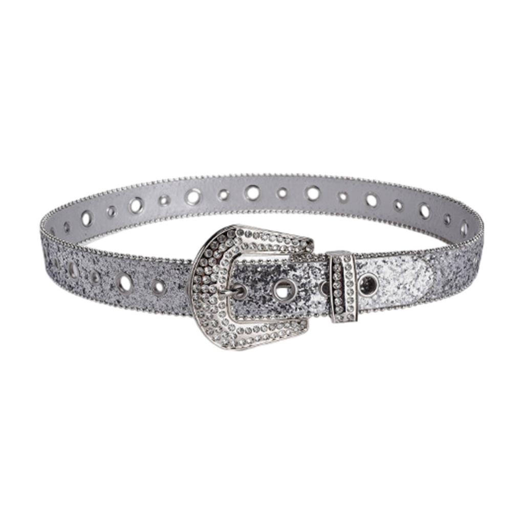 Adjustable Rhinestone Waist Belts for Jeans Glitter Belt for Woman Cowboy Cowgirl Teens Female Jeans Skirt Waistband
