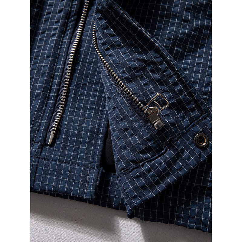 Fall and Winter New Arrival Windproof Waterproof Mechanical Style Puffer Jacket Japanese Style Retro Plaid Stand Collar Workwear Cotton-Padded Coat