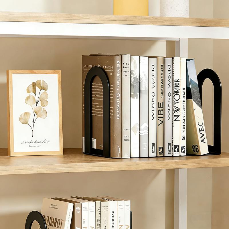 Elegant L-shaped Iron Bookends 1 Pair Rust-resistant for Long-lasting Use in Home Office