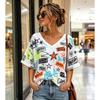 Summer Polka Dot T-Shirts 3D Print Fashion Women's V-Neck Short Sleeve T Shirt Y2K Casual Tees Harajuku Tops Female Clothing