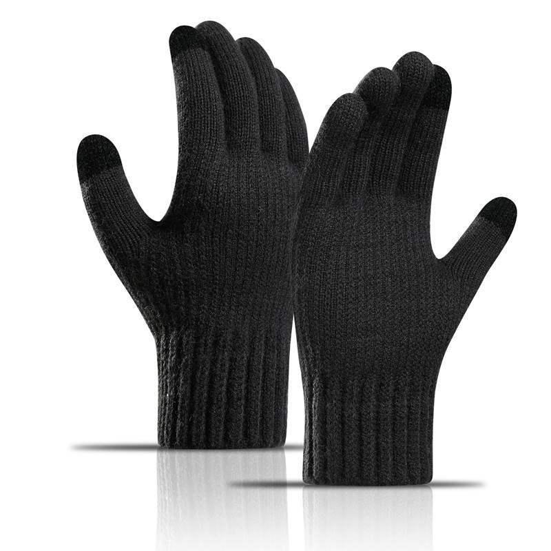 Men's Winter Touchscreen Cycling Gloves - Warm Fleece-lined Alpaca Wool Knit