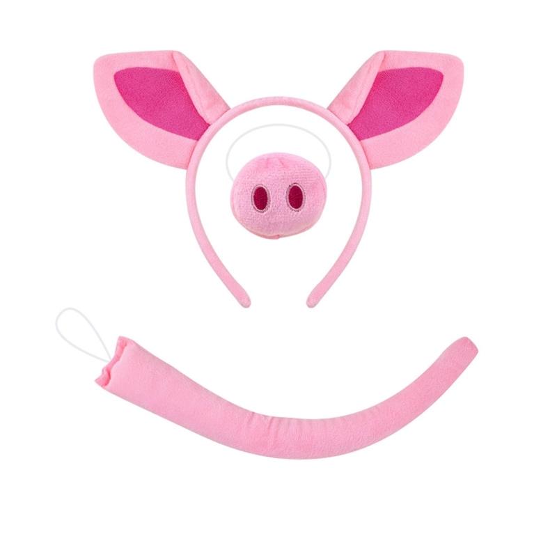 

Костюм свинки включает: Хвостик свинки, Повязка на голову, Нос-бабочка, Перчатки, Юбка. Хэллоуинский наряд свинки для детского косплея.