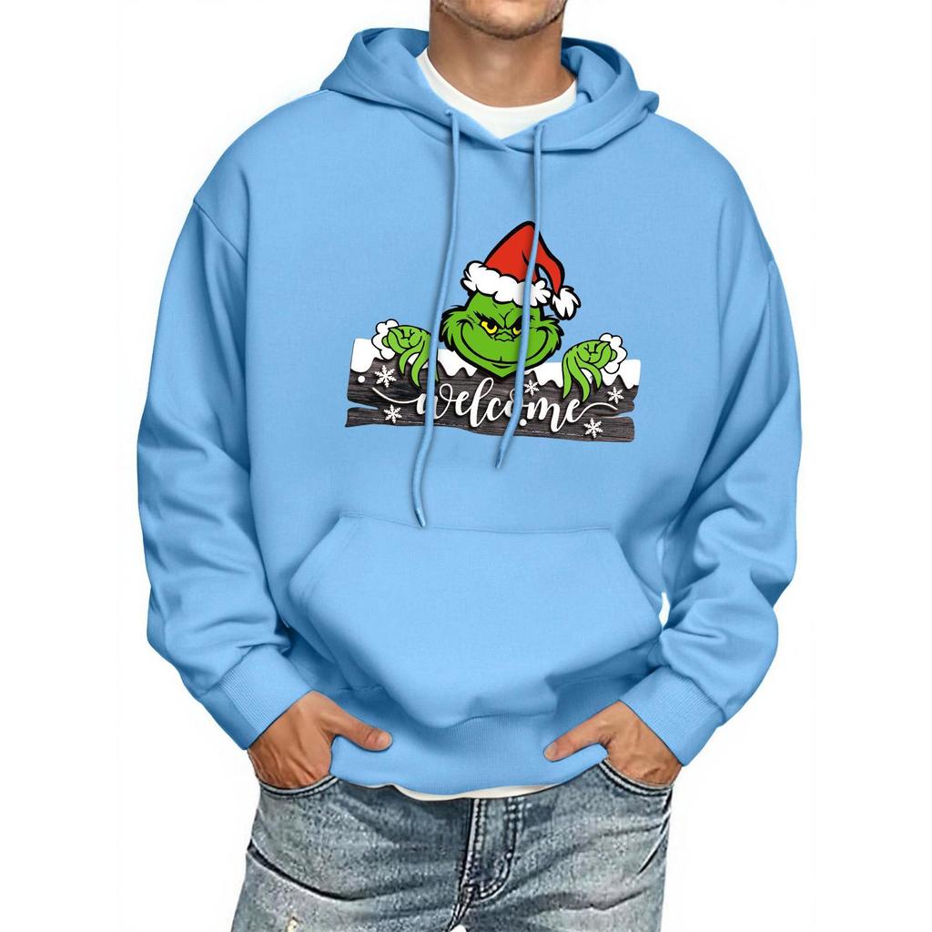 Men's Print Hooded Sweatshirt Long-Sleeve Casual Pullover Hoodie Hooded Sweatshirt