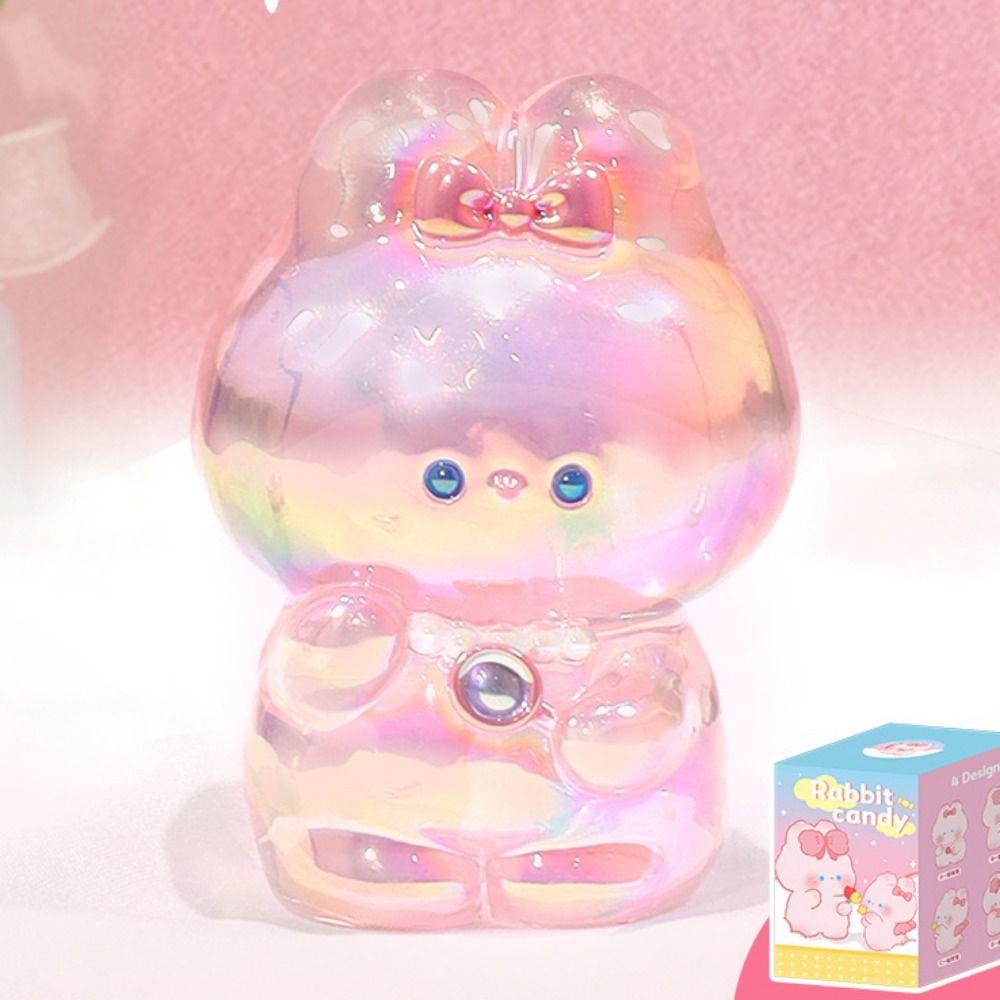 Statue Transparent Gradient Rabbit Dolls Candy Color Cartoon Model Toy  Couple Gifts