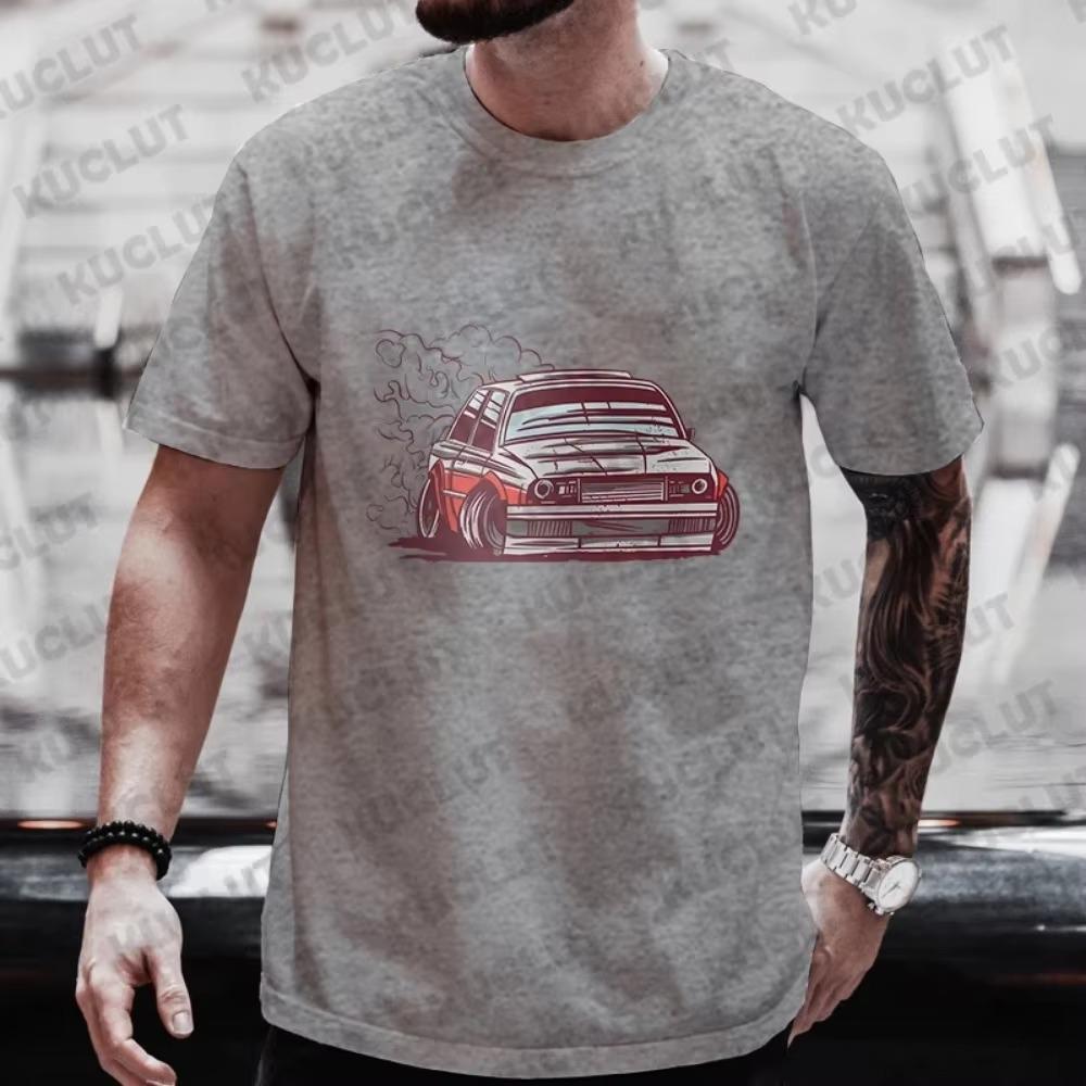 Men's Street T-shirt Car Motorsport Drifting Print Tops Tees Summer T Shirt Stylish Oversized Tee Shirt for Men Tshirt Clothing