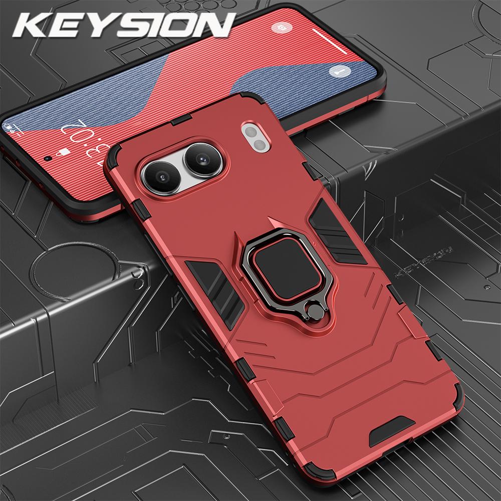 

Противоударный защитный чехол KEYSION для OnePlus Nord 4, мягкий силиконовый чехол + подставка-держатель из ПК, задняя крышка для телефона OnePlus 1+ Nord 4 5G for Nord 4 красный