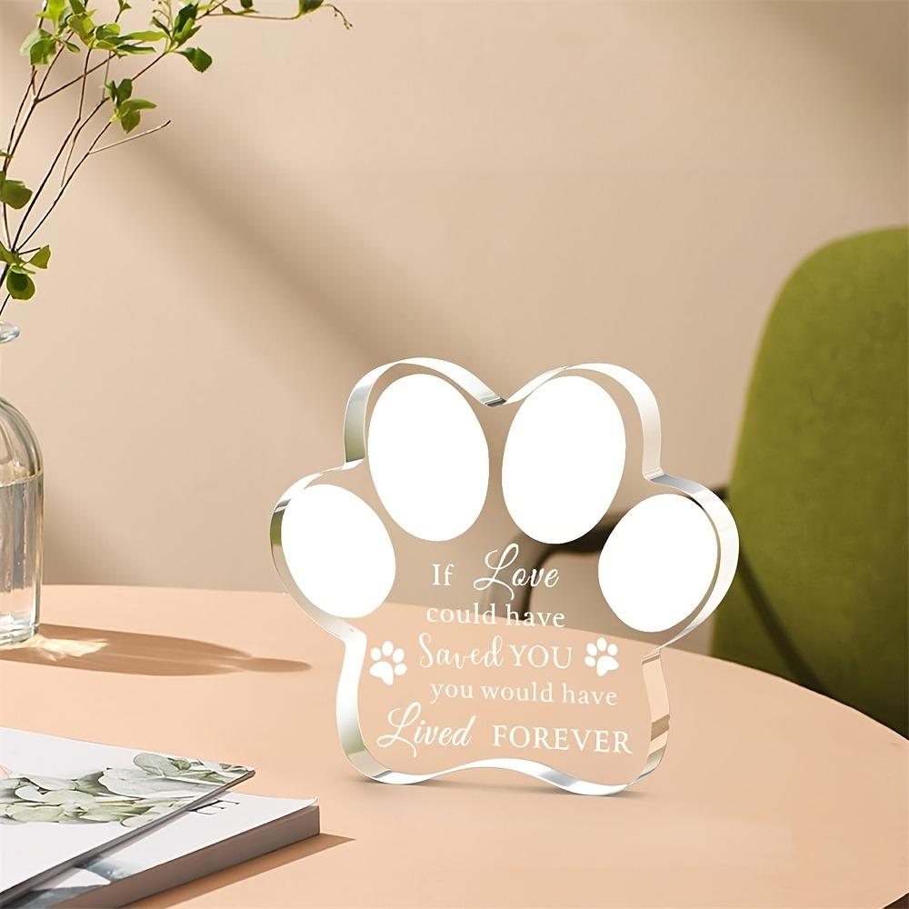 Pet Memorial Remembrance Ornament - Crystal Paw Shape Sympathy Gift for Loss of Dog or Cat, Indoor Decorative Keepsake for Multiple Room Types, Nurs