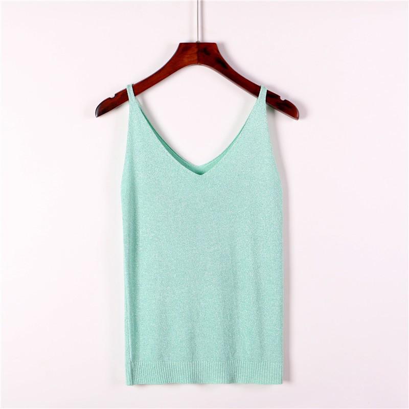 Glänzendes Pailletten-Strick-Camisole-Westen-Top für Damen
