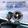 Hipacool 360° Rotatable Car Dual Head Fan 12V/24V 3 Speed Wind USB Fan Ventilator Fan Truck Air Conditioning Auto Cooling Fan