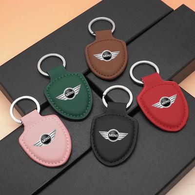 Leather Shield Car Keychain Keyring Metal Rings For BMW Mini Works Cooper F54 F55 F56 F57 F60 R50 R52 R53 R55 R56 R57 R58 R59
