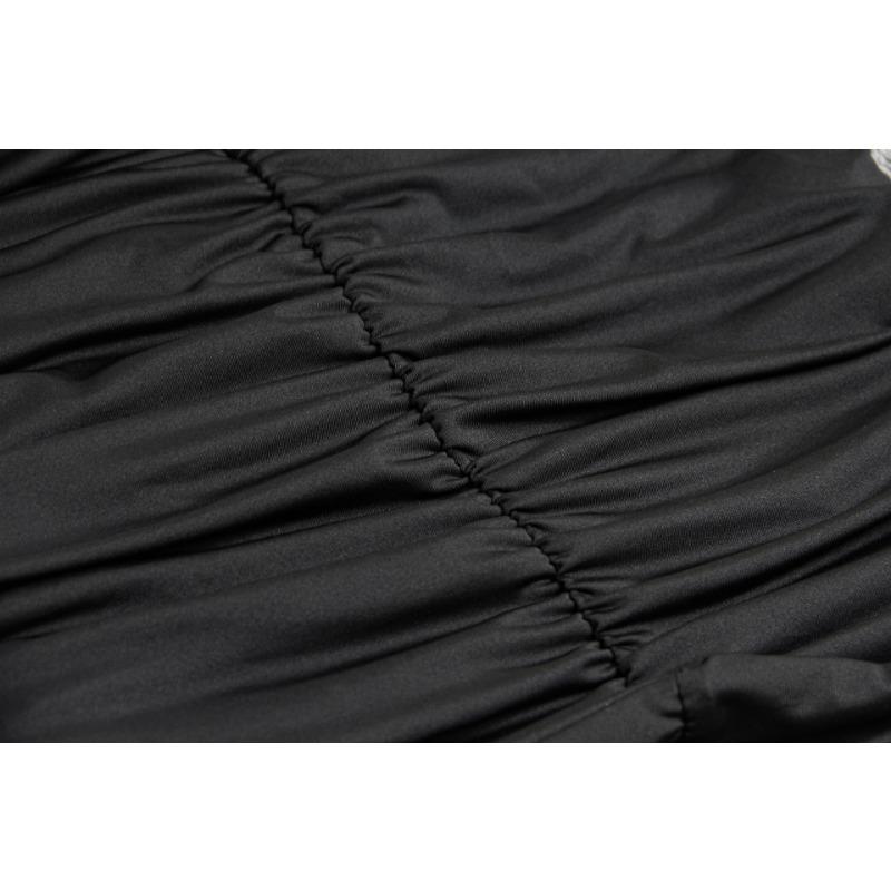 Sommer V-Ausschnitt Neckholder Neckholder trägerlos sexy schlicht plissiertes Kleid