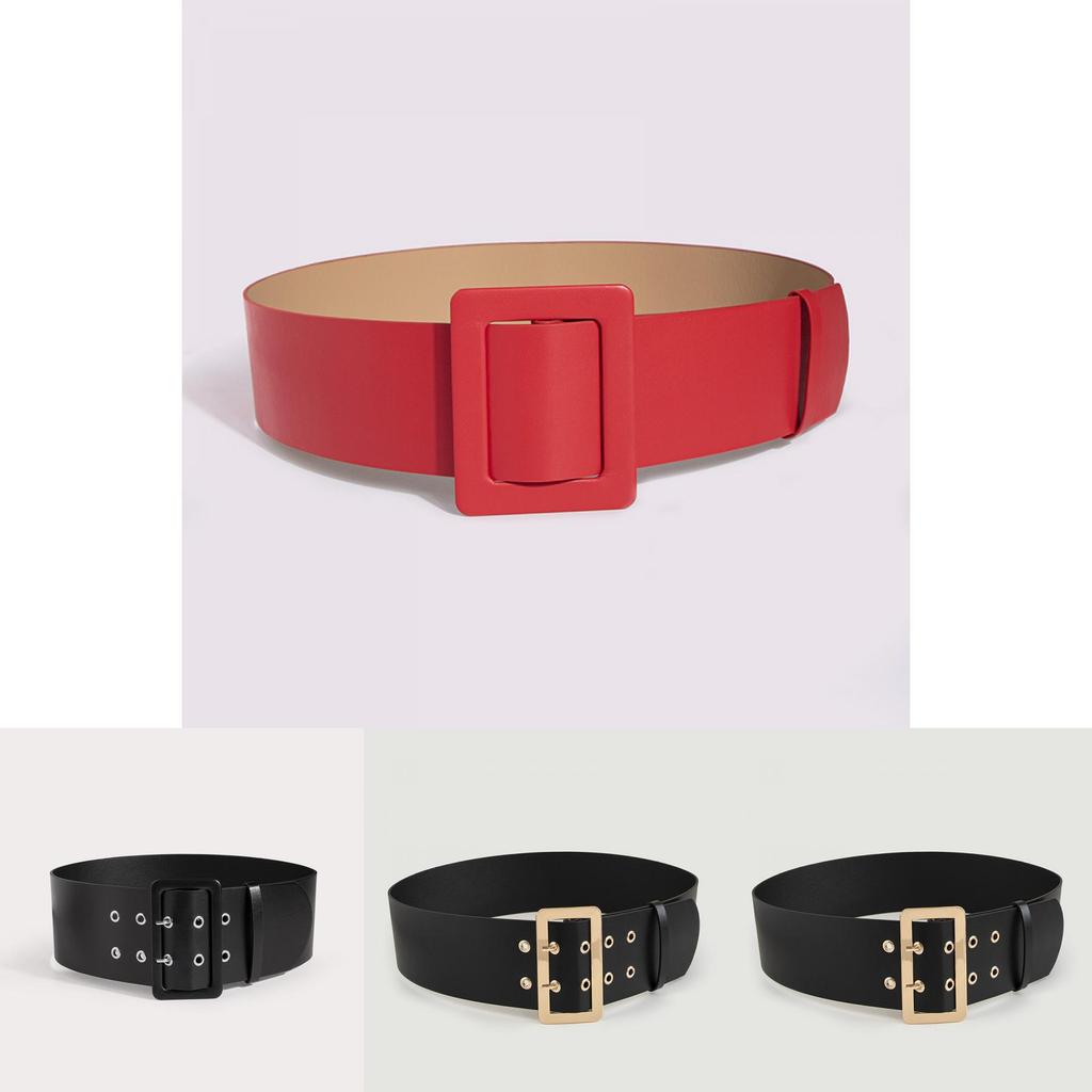 Faux Leather Wide Waist Belt With Pin Buckle For Fashion Accessories