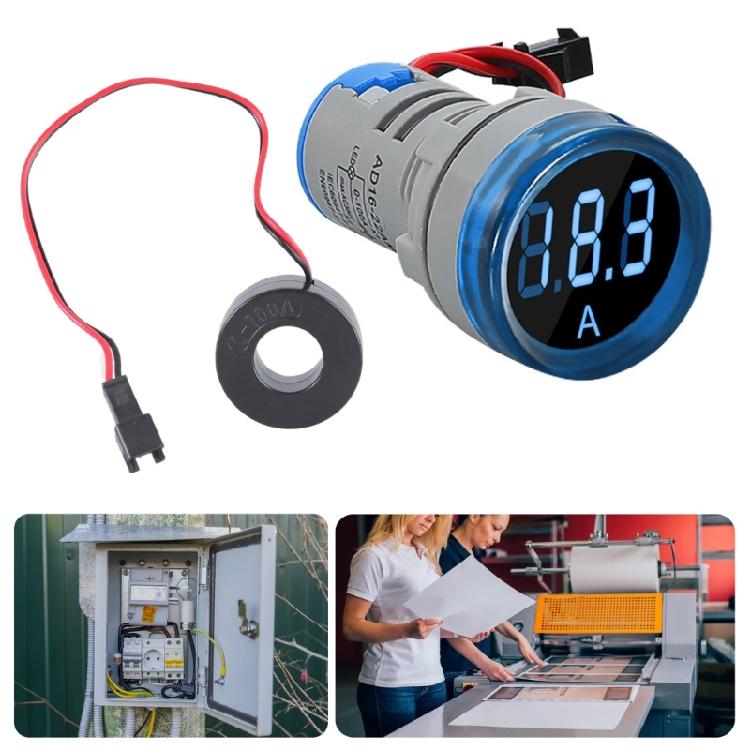 22mm Round LED Ammeter Voltmeter Display Voltage Current 0-100A Meter Indicator LED Display for Industrial Equipment