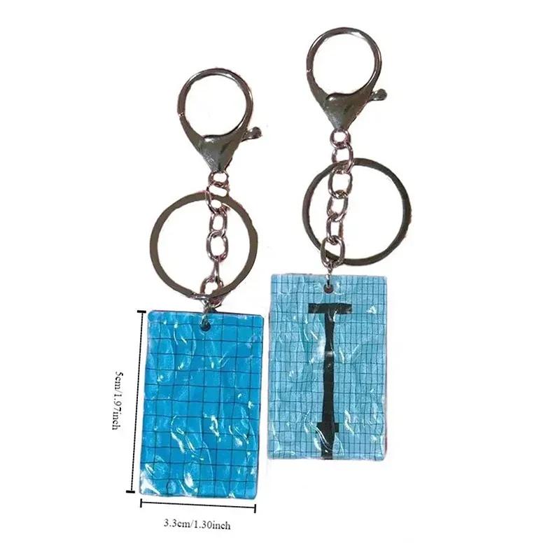 Creative Swimming Pool Keychain Wavy Keychain Decorations Car Key Ring Swimming Pool Keychain  Pendant Swimmer's Gift