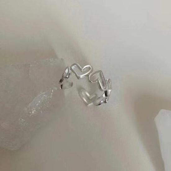 Finger Ring Hollow Out Plating Heart Jewelry Opening Adjustable Ring Valentines Day Gift