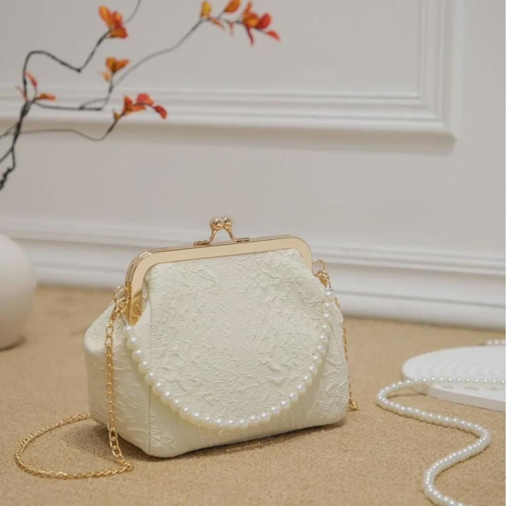 2024 Summer Pearl Beaded Shell Handbag - New Chinese-Style Crossbody Bag for Women