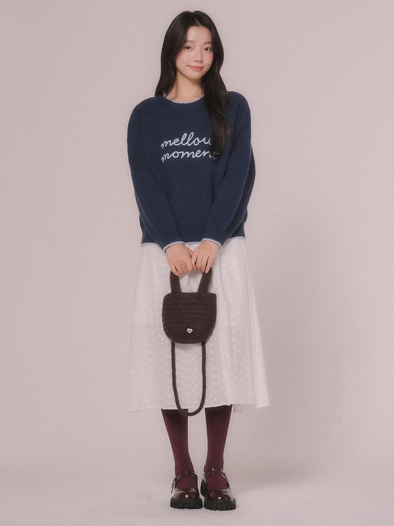 Mellotoli Mellow Embroidered Line Knit Top (2 Colors)