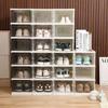 3 or 6 Tier Clear Shoe Storage Cabinet-Stackable Foldable Dustproof Rack Transparent Sneaker Organizer for Space Saving Display