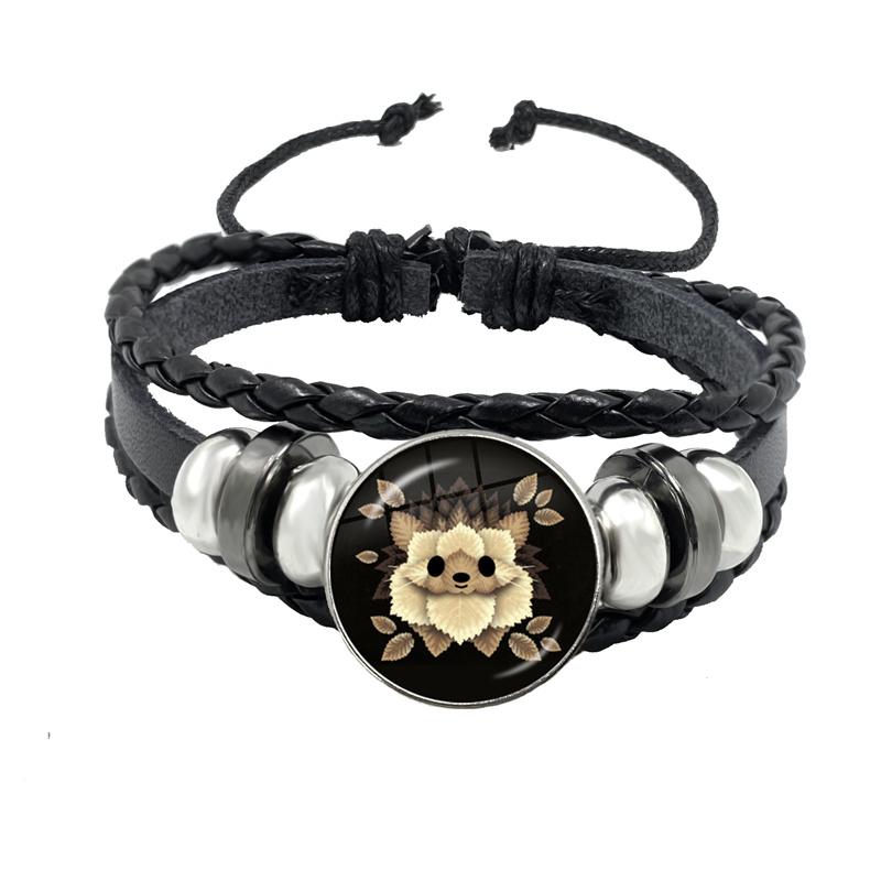 2022 Creative Painting Animal Leaf Fox Wolf Cat Owl Koala Rabbit Deer Round Glass Dome Bracelet Handmade DIY Gift