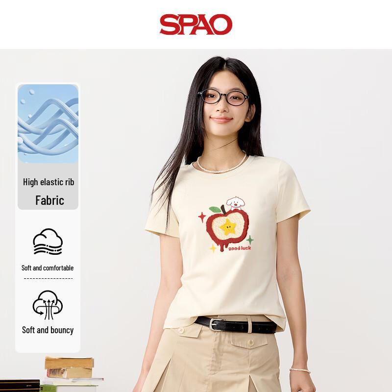 SPAO Women s Apple Print Short Sleeve T-Shirt M