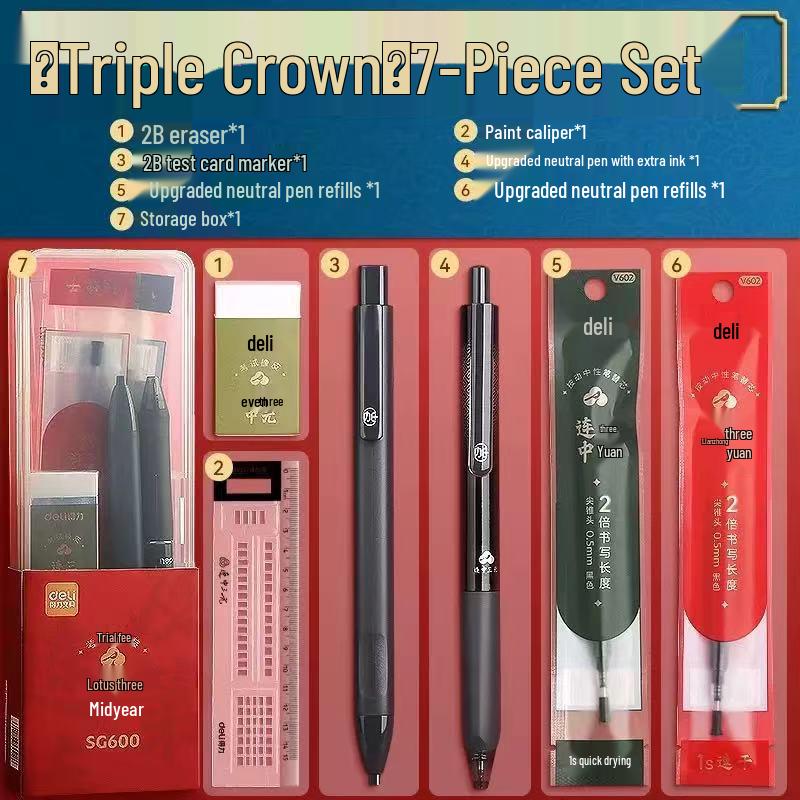 Deli 2B Exam Set: Answer Sheets, Card Filling Pen, and Zhongkao Pencils for Gaokao & Postgrad Exams