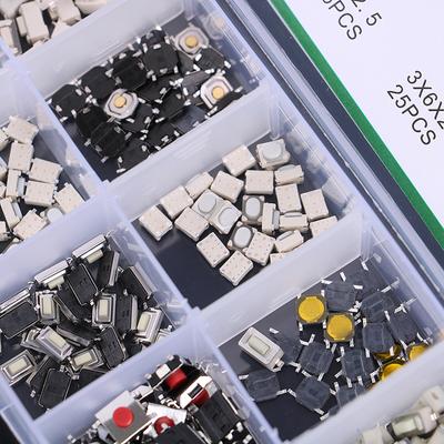 250 Stück/Set Für Fernbedienungstastenreparatur 10 Arten Taktiler Drucktastenschalter Autoschlüssel Fernbedienung Touch-Mikroschalter-Kit