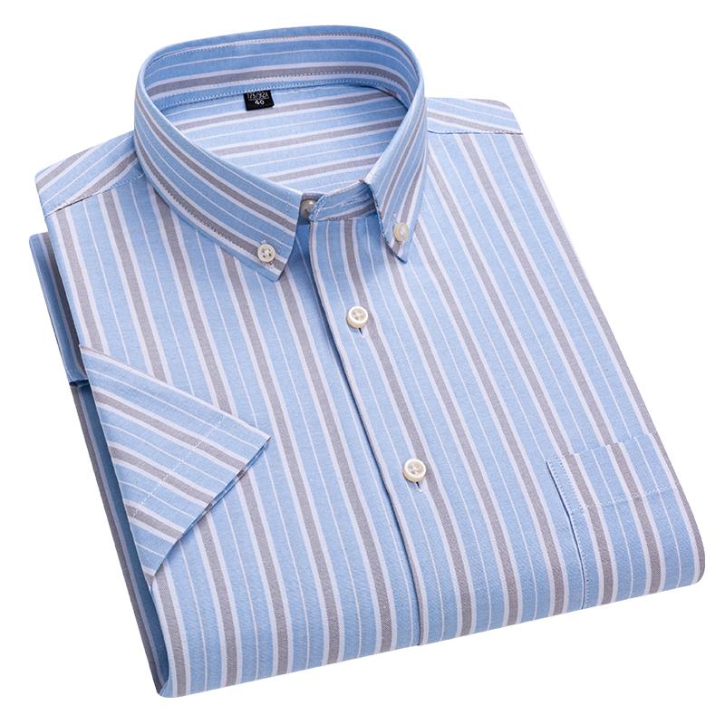 Camisas de Verano a Rayas 100% Algodón para Hombre 2026 Manga Corta Cuadros Oxford Moda Casual Ajuste Delgado Cómodas Alta Calidad Oficina