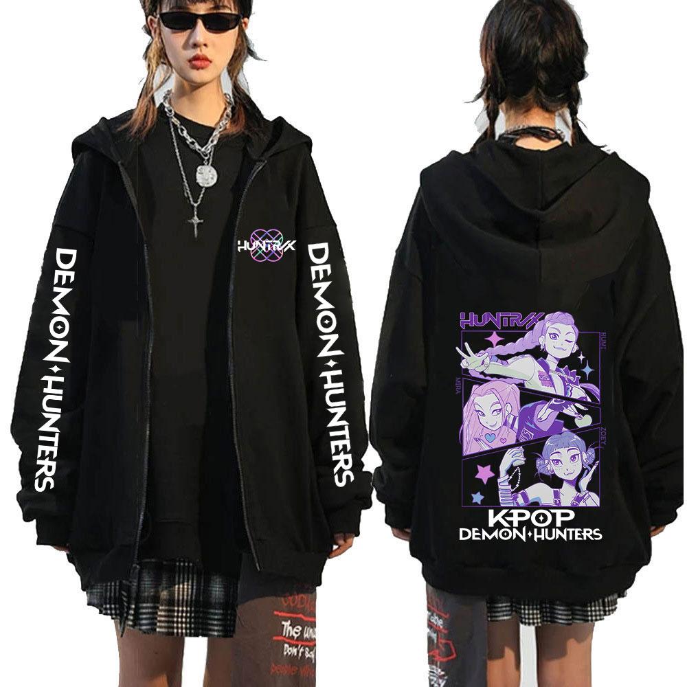 Movie KPop Demon Hunters Zipper Hoodies Rumi Mira Zoey Fashion Hip Hop Zip Up Sweatshirts Men's Women Clothing Pullovers Jackets