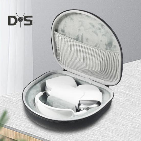 

Дорожный чехол для наушников с ручкой, мягкая подкладка, двойная молния, ударопрочный, устойчивый к ударам, чехол для хранения беспроводной гарнитуры Airpods Max чёрный