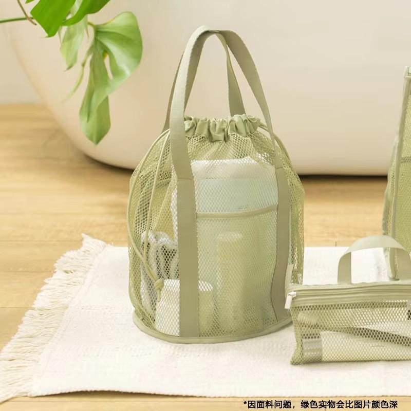 

Дорожня сітчаста нейлонова косметичка великої ємності. Складна повсякденна сітчаста сумка на шнурках. Кишенькова сумка для купання. зелений