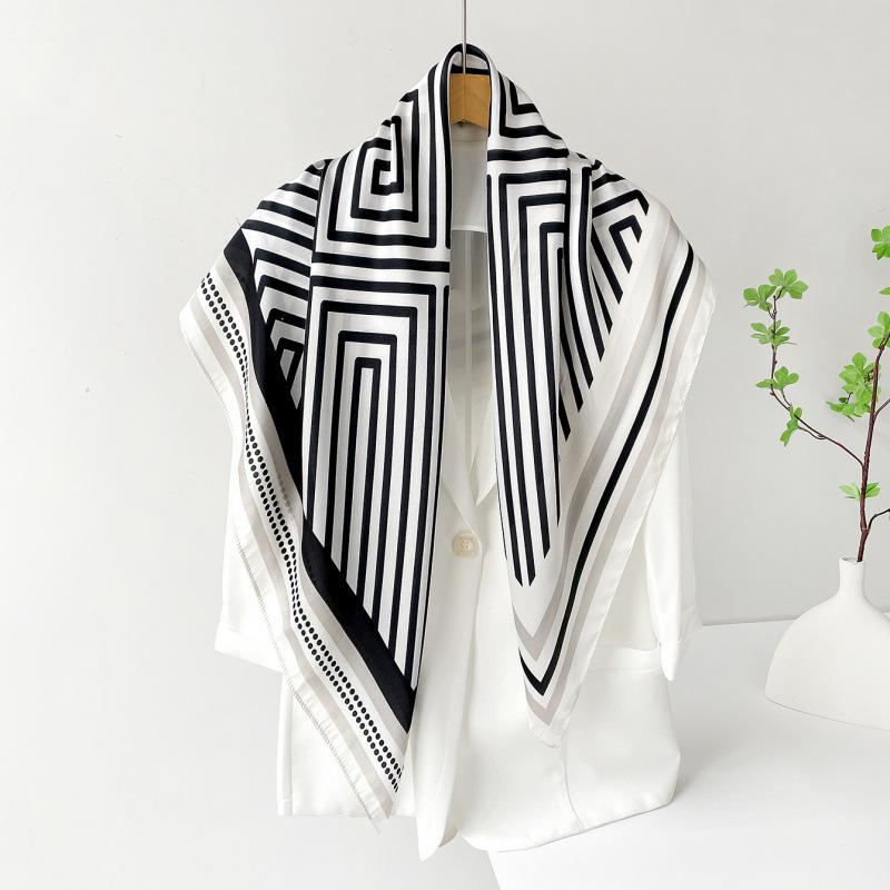 Headscarf Silk Scarf 90cm Women's Headscarf New Versatile Satin Thin Large Square Scarf