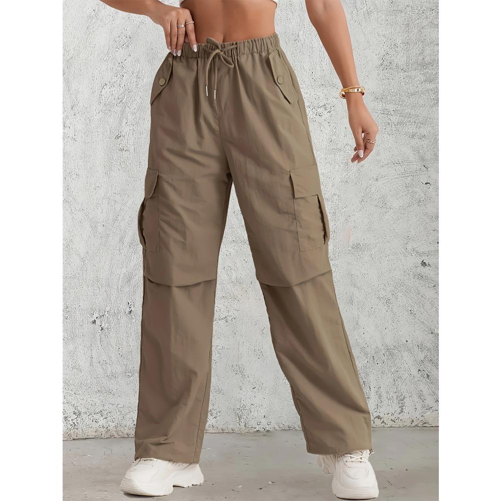 Women's Casual Cargo Pants with Multiple Pockets & Adjustable Drawstring Waist - Leisure Outing Trousers, Fashion Cargo Pants,Nontransparent Fabric
