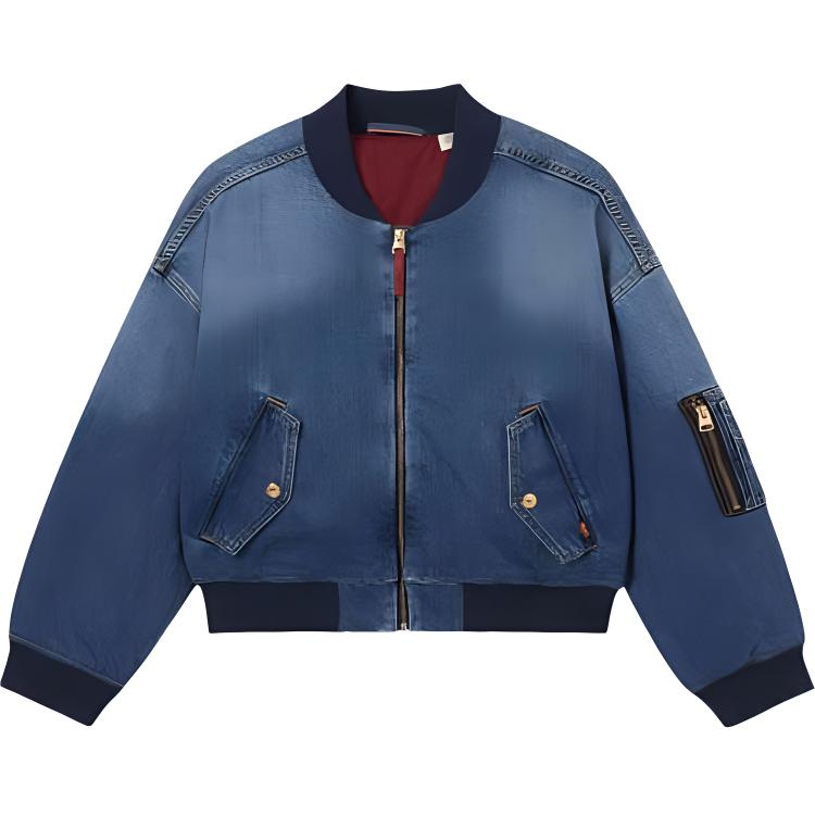 

Levis SS25 Серия Ограниченного Выпуска к Новому Году Рукав Тканый Дизайн на Кулиске Повседневная Длинный Рукав Джинсовая Куртка Женские куртки 0035R-0000 M