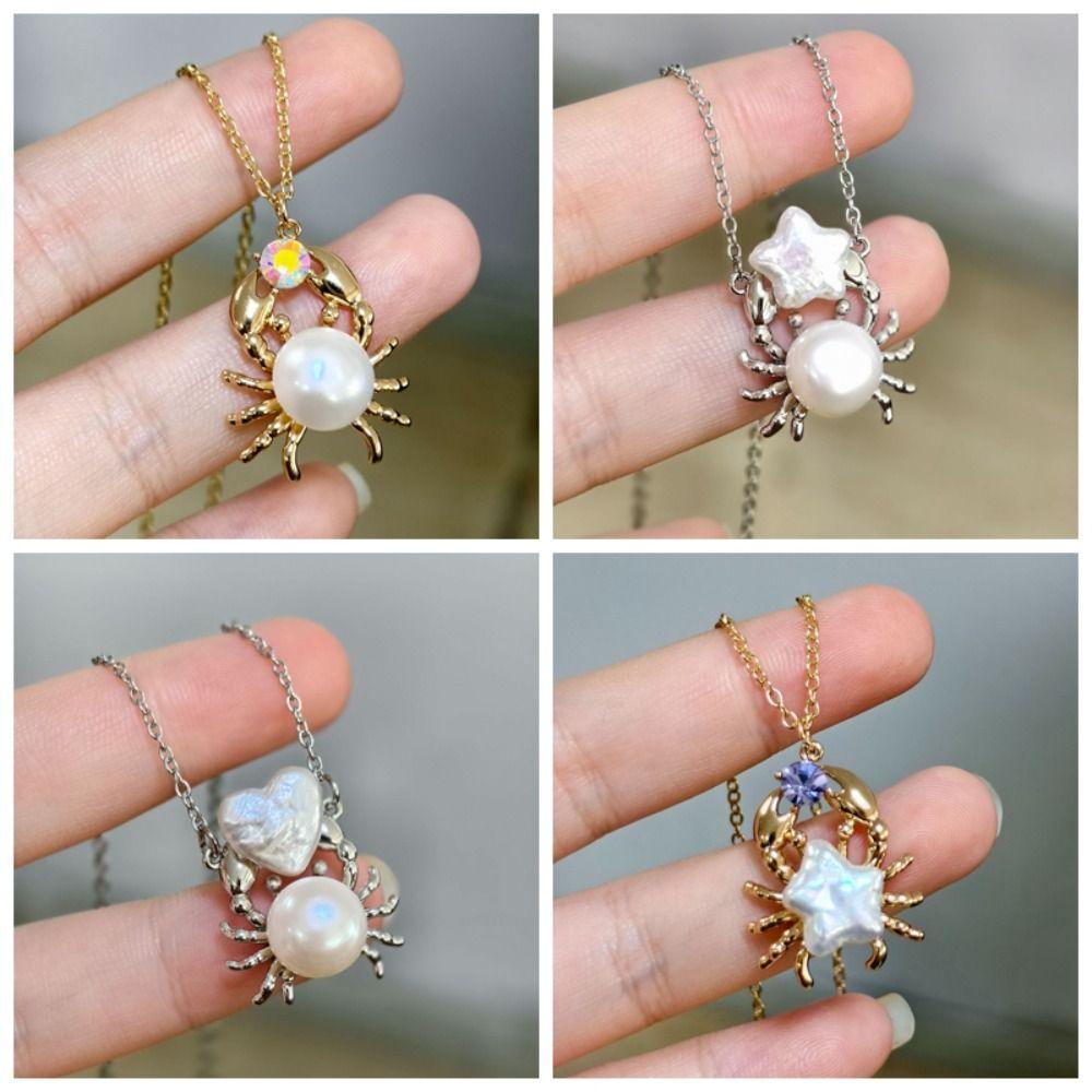Strass Perle Krabbenform Halskette Mini Stern Schlüsselbeinkette Personalisierte Herz Halskette Geschenk